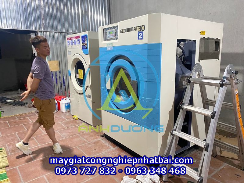 Lắp đặt máy giặt công nghiệp cũ tại Lạc Sơn Hoà Bình